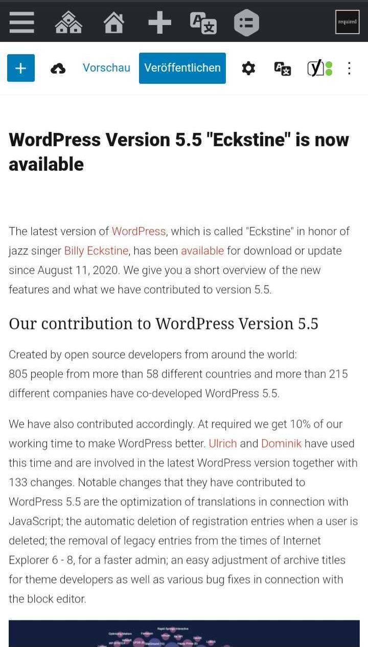 Gutenberg Editor on mobile