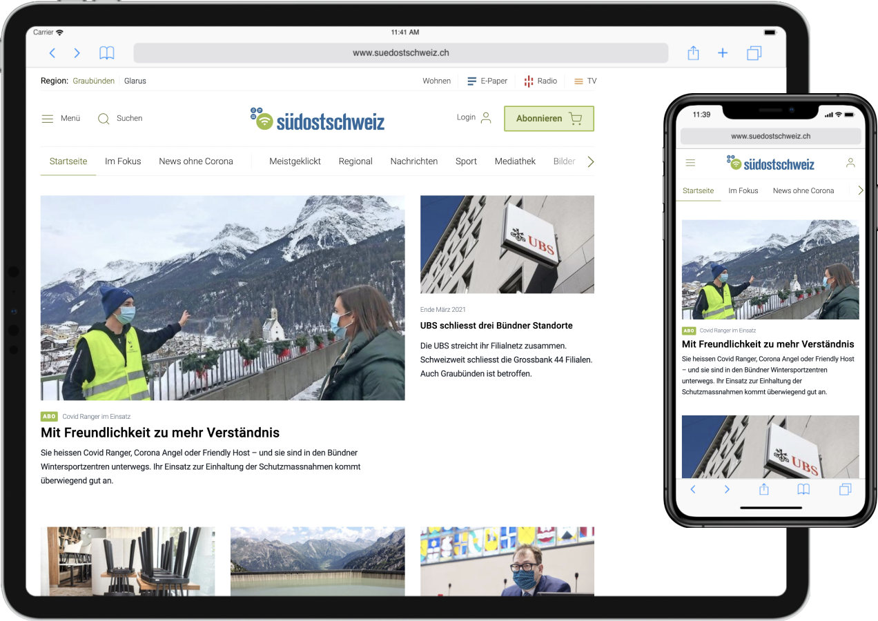 suedostschweiz.ch auf Tablet und Mobile