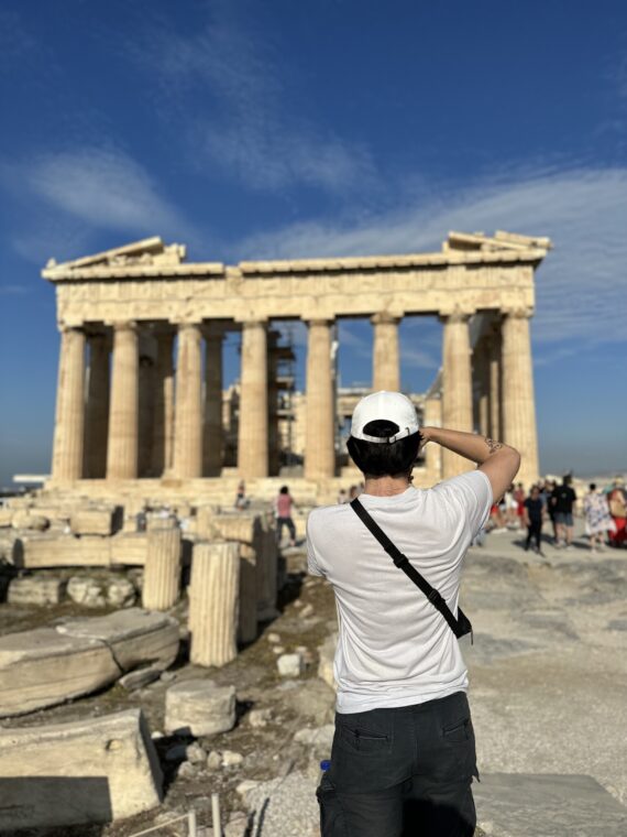 Jeff from behind while taking a photo of the Akropolis